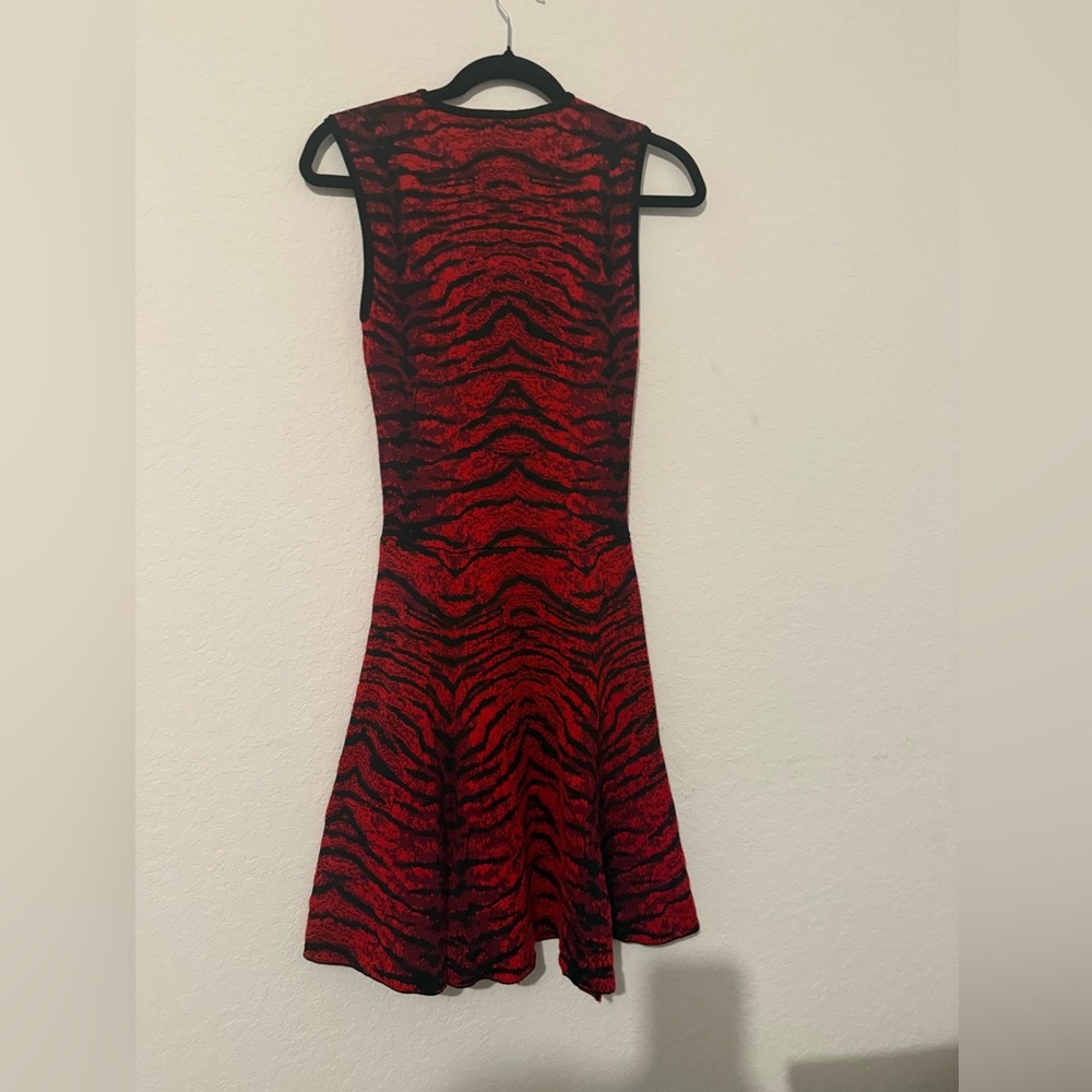 Ronny Kobo Red Black Knit Fit & Flare Dress Size S - Picture 2 of 7